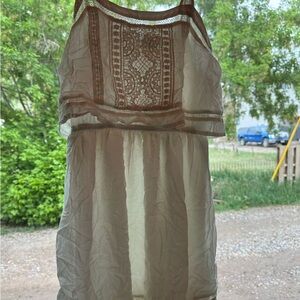 American Eagle Outfitters Cream Midi Dress